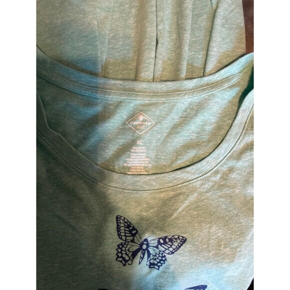 St. John’s Bay mint green butterfly tee - Picture 2 of 4